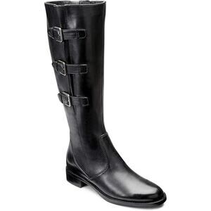 ECCO Women's Hobart Buckle Knee-High Riding Boot Black 39 8-8.5 GUC 16" Tall